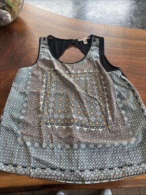 Sleeveless Patterned Women's Tank Top - Black, Gray & Cream